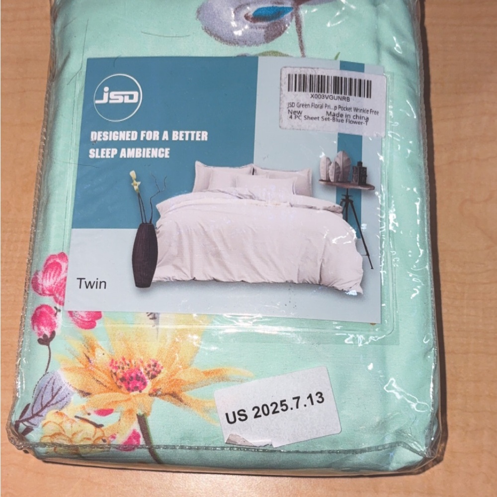 JSD Floral Twin Bedding Set - Mint Green